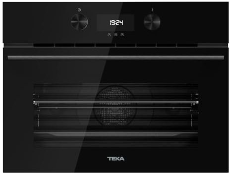 Teka Horno Compacto 45 cm, Horno + Microondas, Sistema de Limpieza HydroClean ECO, Multifunción SurroundTemp, 11 Funciones de Cocinado, Touch Control, 3 Cristales, Color Negro, HLC 8440 C