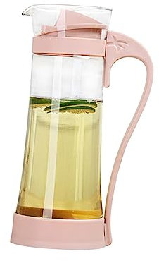 CIYODO Impresionante Jarra de Vidrio Rosa para Agua Fría Tetera Tetera 1200 Ml Apta para Alimentos