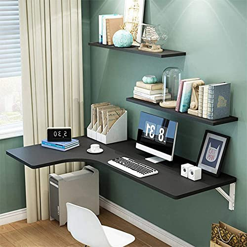 Eckschreibtisch zur Wandmontage, klappbar, Computertisch, platzsparend, für Zuhause, Büro, Schwarz (60 x 40 x 25 cm)