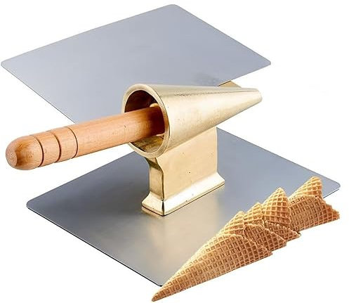 PSDLHMYQ Kommerzielle Eistüten-Maschine, Eiswaffeltüten-Roller, Kupfer-Eiscremehalter for Frühlingsrollen mit rutschfestem Holzgriff, Dessert-, Koch-, Dekorations- und Backzubehör for Heimwerker.
