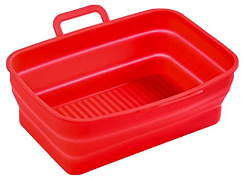 TEGLIA IN SILICONE FRIGGITRICE PIEGHEVOLE BORDO ALTO PER LA CUCINA CASALINGA (Rot)