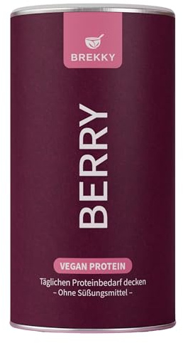 BREKKY - Berry - Veganes Proteinpulver - ohne Süßungsmittel - High Protein | Veganes Berry Proteinpulver mit hohem Proteingehalt. Ohne Süßungsmittel, zuckerarm. Vegan & laktosefrei.