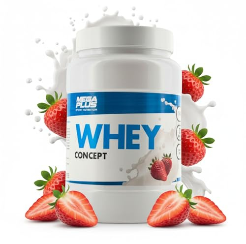 Whey Protein Concept - Mega Plus - Proteína De Suero Concentrada Para Ganar Masa Muscular Y Recuperación - Proteina Whey En Polvo - Whey Protein Isolate - Alto Contenido Proteico - Proteina Fresa 1kg