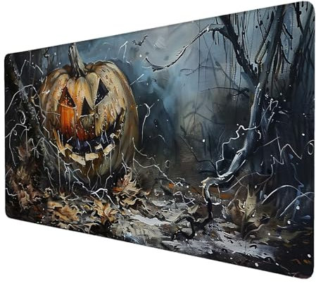 Mauspad Halloween, Mauspad XXL 1000x500 mm, Großes Schreibtischunterlage mit Kürbis Motiv, Gaming Mousepad mit Einer Speziellen Oberfläche Verbessert Geschwindigkeit und Präzision, für Gaming, M-7
