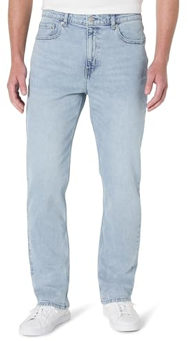 Amazon Essentials Men's Relaxed-Fit Jeans, Iced Light Wash, 33W x 32L