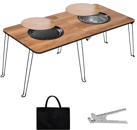 PQPQLI Barbecue Au Charbon De Bois Multifonction avec Table Pliante, Amovible Barbecue À Charbon Facile À Assembler Et À Nettoyer pour 5-10 Personnes(60 * 120cm)