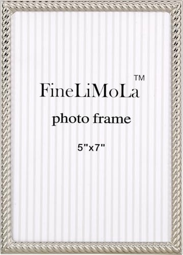 5x7'' Silver Rope Design Metal Picture Frames with Hi Quality Velvet Backing and Real Glass Front,Silver Photo Frame 7x5'' for Desktop Display Or Wall Hanging