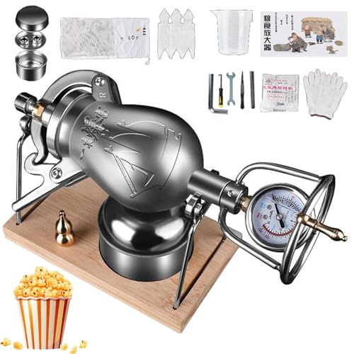 Máquina de Palomitas de maíz a presión, pequeña, Manual, con manómetro de precisión y Base para reuniones Familiares (328 ml)