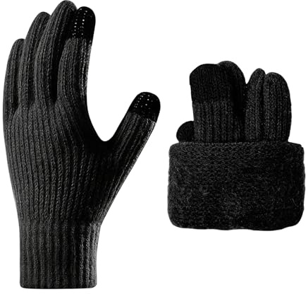 JFAN Guanti in maglia Invernali da Uomo e Donna con Touch Screen Guanti Termici Con Fodera In Pile antiscivolo antivento per Sport ski