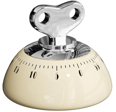 Analoger Küchen-Timer 7.6x7.6x6.5cm | Dekorativer Küchenwecker Vintage Stil Mechanischer Magnet Timer 60 Min Kochen Backen Grillen Präzises Uhrwerk Für Köche Familien Senioren Kinder Home