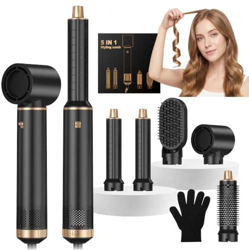 Haarstyler Hairstyler 5 in 1 Hair Styler Set 1000W mit Rundbürstenföhn, Warmluftbürste, Föhnbürste, Haartrockner, Air Curler, Glättbürste, Airstyler Geräte für Alle Haartypen