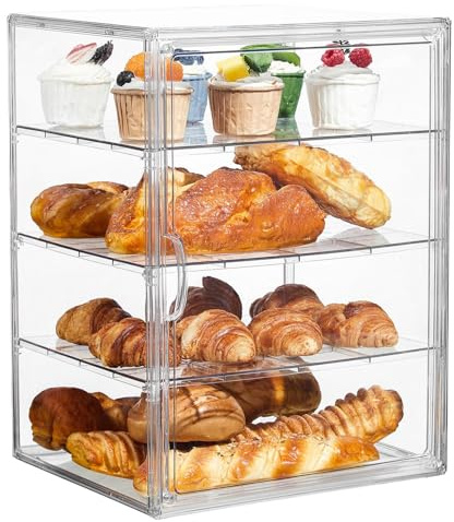 Générique Boîte à Pain Transparente - Vitrine à Pâtisserie Boîtes À Pain À 4 Niveaux Pour Le Plan De Travail De La Cuisine - Récipient Hermétique pour Aliments Cuisine Pâte Sandwich Maison