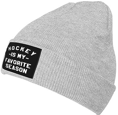 Stickad mössa hatt hockey är min favoritsäsong klassisk skalle keps unisex stickad mössa för utomhusbruk sport cykling