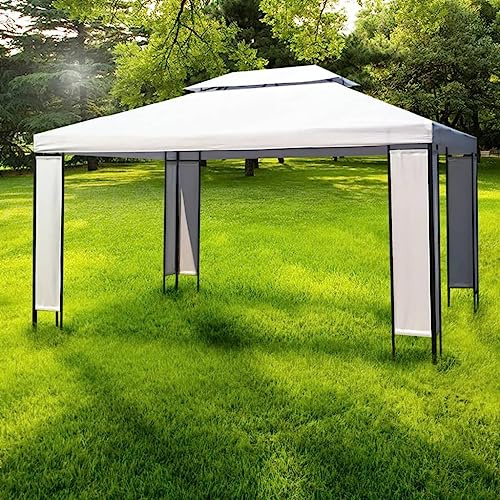 Weißer Gartenpavillon 3x4 m, Stahlrahmen, Polyester-Dach, für Familienfeiern, Grillpartys, Picknicks, schattiger Outdoor Canopy Gazebo