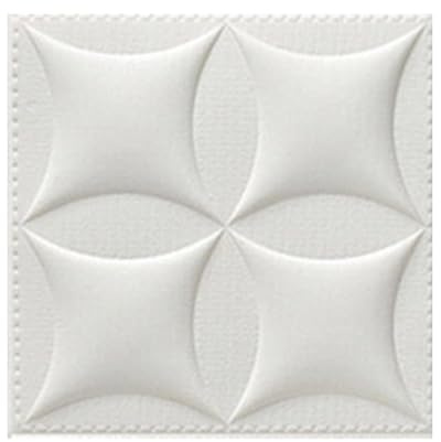 Panneaux Muraux 3D Blancs Texture Moderne Étanche Panneau Mural pour Isolation Acoustique Intérieure Et Couvre-mur Papier Peint Auto-adhésif 20 Pièces 13.8x13.8