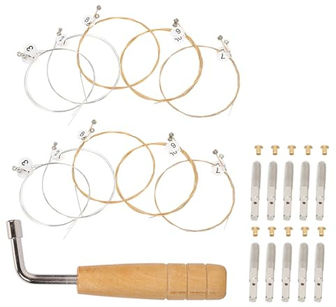 WEKADRIN Lyra Saitensatz 21 Stück mit Metall Stimmschlüssel und Nageln Langlebiges Lyra Saiten für Präzises Stimmen Standardspannung für Klare Klangqualität