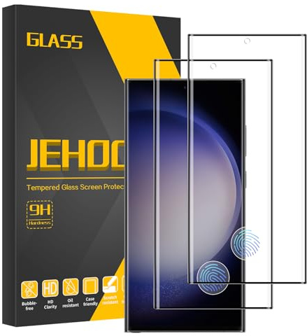 JEHOO 2 Pezzi per Samsung Galaxy S23 Ultra Vetro Temperato, Pellicola Protettiva Durezza 9H, HD Schermo Pellicola, Facile Installazione, Anti Graffio Anti-Impronte, Senza Bolle, Ultra Trasparente
