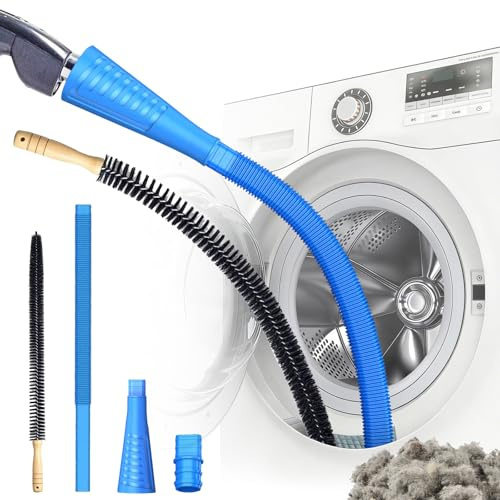 2-Pack Universal Dryer Vent Cleaning Kit - Tumble Dryer Cleaning Hose, Effectively Cleans Blocked Dryer Ducts, Fits Most Vacuum Cleaners for Dryers, Refrigerator Coils & Behind Appliances