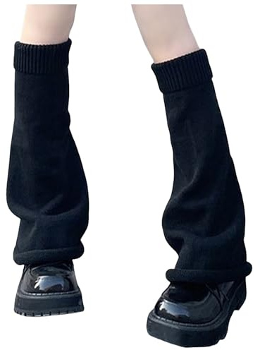 Générique Jambières japonaises chaussettes longues en tricot gothique leggings guêtres manchettes d'hiver genou chaussettes à tas de cheville