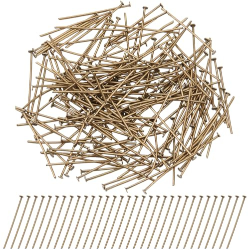 SOFPLATE 1 Box 200Pcs 1.2/30mm Chandelier Crystal Hanging Pins Crystal Connector Pins Antique Bronze Metal Iron Flat Head Replacement Parts Hook Lamp Hanger for Fastening Prisms Sun Catcher Jewellery