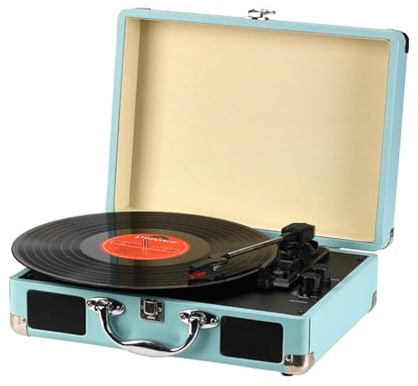 Giradischi portatile con qualità audio migliorata, supporto USB/TF, sospensione ad ago rubino, ideale per uso domestico e amanti della musica, funzionalità di registrazione