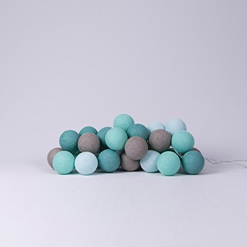Cadena de luces LED, color mint, 10 bolas textiles