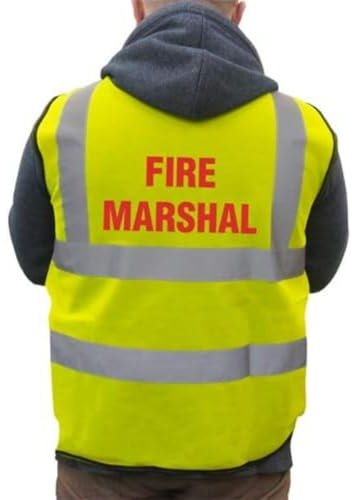 V Safety Fire Marshal Basic High-Visibility Safety Vest, Medium, Yellow Safety Sign