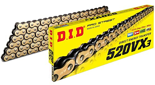 DID Cadena 520VX3 (Oro y Negro) - Longitud: 112 eslabones con unión remachada (ZJ)