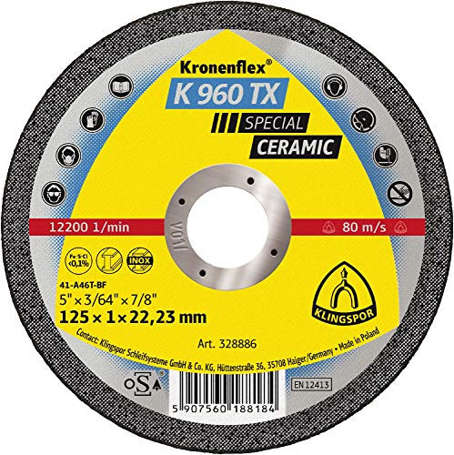 25 x Klingspor K 960 TX Trennscheiben Keramik, 125 x 1 x 22,23 mm gerade