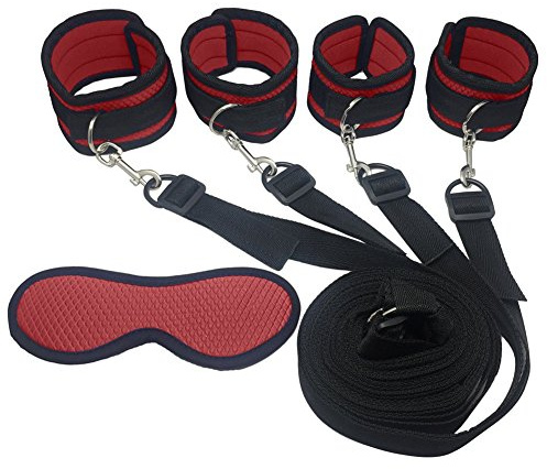 Bett-Fetisch BDSM Sex Bondage mit Augenbinde Handschellen Fußfesseln Bett Sets Fesseln Sexspielzeug SM