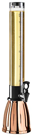 OGGI Beer Tower 3L/100oz - Beverage Dispenser with Spigot & Ice Tube, Margarita Tower, Mimosa Tower, Perfect Drink Dispensers for Parties, Drink Tower, Holds 6 Pints of Beer - Copper