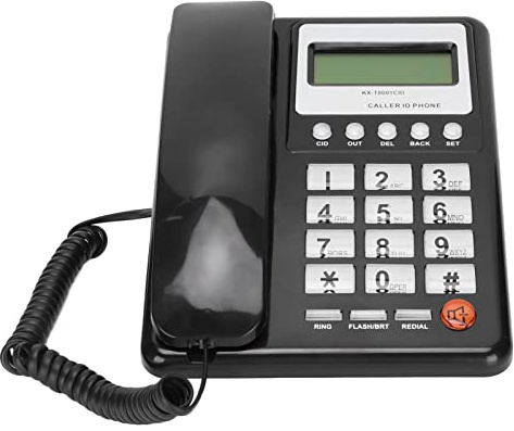 Corded Telephone, Desktop Landline Telephone with LCD Display and Caller ID, Semi Hands Free Standard Phone for Home/Hotel/Office, FSK/DTMF Dual System, pre-dial, redial, calculator(black)