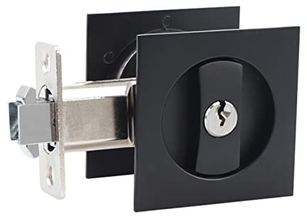 HOCONNIE Coulissante à Mortaise Poignée de Porte Encastrée Invisible Serrure Porte Coulissante Poignée Porte Coulissante Ensembles de Poignées 66mm Noir