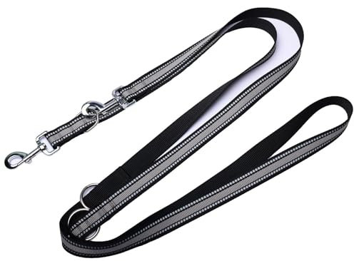Doppelleine Reflex Hundeleine mehrfach verstellbar mit Reflektorfaden (5M)