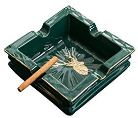 YANAIL Cenicero cuadrado de ceniza antideslizante, clip de ranura humo, portátil, lavable, material hecho a mano, (verde)