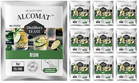 Rumhefe 10er Pack - Alkohol Hefe aus Zuckerrohr & Melasse - Fermentationstemperatur 25-33°C - Alkoholtoleranz bis 14% - Ideal für Karibische Rumproduktion