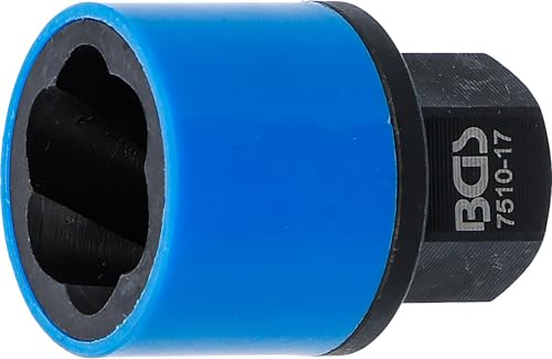 BGS 7510-17 | Spiral-Profil-Steckschlüssel-Einsatz/Schraubenausdreher | Antrieb Außensechskant 17 mm | SW 17 mm | Chrom-Molybdän-Stahl | konisch zulaufende Schneiden
