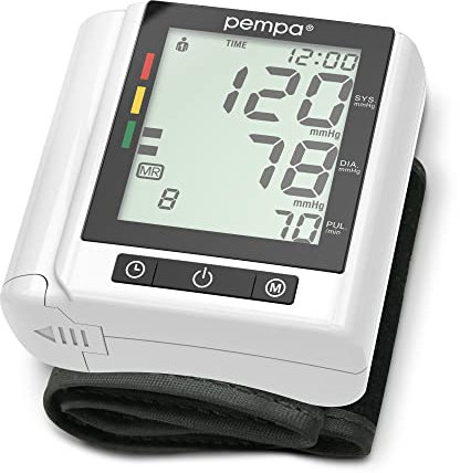 PEMPA Misuratore di Pressione Arteriosa da Polso Sfigmomanometro Macchinetta Pressione Rilevazione Aritmie con Polsino Regolabile 13-21 cm