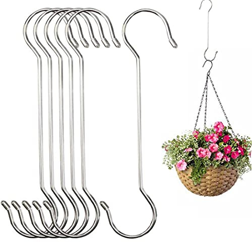 Extra große S-Haken zum Aufhängen von Pflanzen, 40,6 cm lang, Metall, robust, silberfarben, rostbeständig, extra großer Baumzweighaken zum Aufhängen von Vogelfutterspendern, Pflanzen, Outdoor (40,6 cm