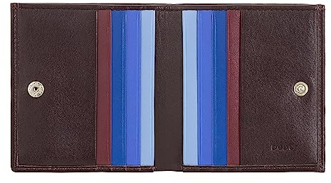 DUDU Mehrfarbiges Portemonnaie RFID in Leder mit Kartensteckfächer und Münzfach Dunkelburgundy