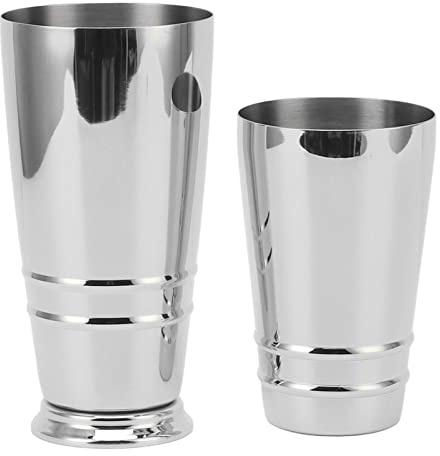 Shaker à Cocktail, Mélangeur à Cocktail en Acier Inoxydable 304 Brillant avec Fond Shaker Boston Lavable au Lave-vaisselle pour Bar à la Maison (Argent)