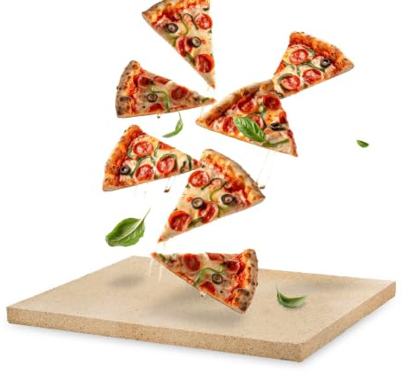 Pizzastein eckig I 40x30x3cm I Lebensmittelechter Backstein aus Schamotte I Hochwertiger Pizza-Stein für Grill & Backofen I Ideal für Pizza, Brot & Flammkuchen