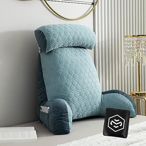 Lesekissen für Bett und Sofa mit Armlehnen | Rückenkissen | Rückenstütze mit Tragegriff | Bett Rückenlehne Lesekissen | Ideal als Rückenstütze für mehr Halt und Komfort von Rücken | Kopf und Nacken