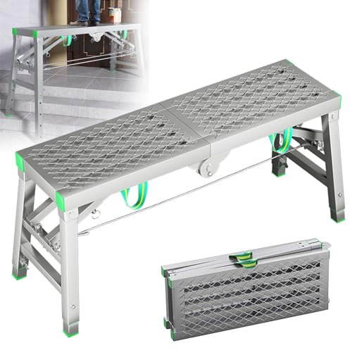 ZWJABYY Arbeitsplattform,Klappleiter Faltbar Hocker Leiter Trittbank Gerüst Höhenverstellbar Robuste Trockenbautrittleiter Treppengerüst,Anti-Rutsch Design,Für Deckendekoration, Reinigung,BAU,200cm