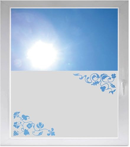 INDIGOS UG - Blumen - ab 800x500 mm - Glasdekorfolie Silber fein satiniert - Blickdicht - Folie Duschkabine - Bad - Fensterfolie - selbstklebend - Dusche Sichtschutzfolie - individuelle Breite - matt