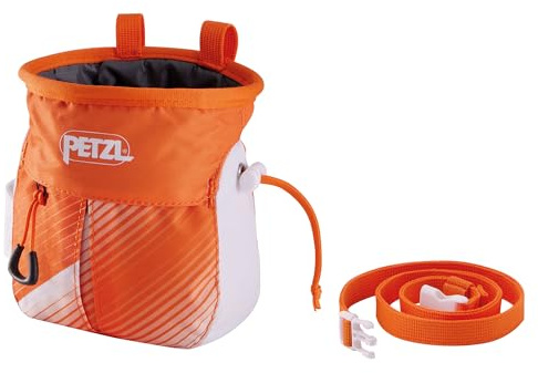 SAKAPOCHE Ergonomic Chalk Bag with Pocket and Belt, Orange/White