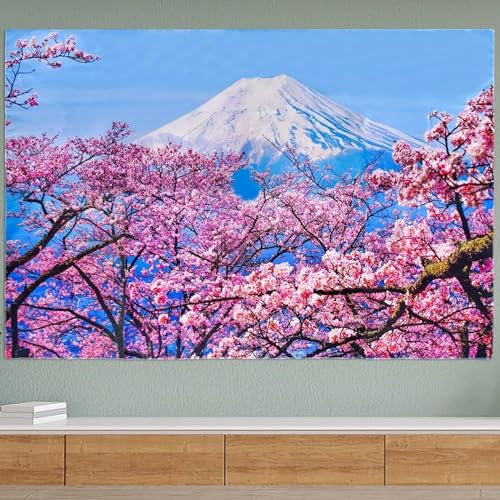 Pechiwuo Japan Wandteppich Kirschblüten Wandbehang Kirschblüten Wandtuch Aesthetic mit Muster Wandteppiche 3D Tapisserie Tapestry für Schlafzimmer Wohnzimmer Wohnheim Deko 200 x 180 cm D76