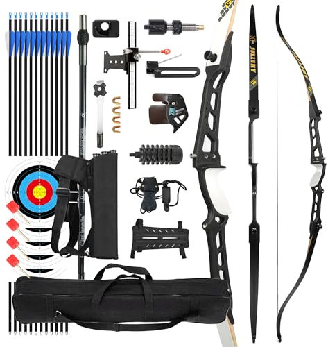 surwolf Takedown Recurve Bogen 66/68/70 Zoll Wettkampf Recurve Bogen für Anfänger RecurveBogen Bogenschießen Pfeil und Bogen Set（schwarz 1#,66-20lbs）