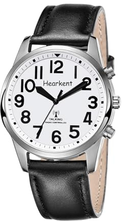 Reloj Parlante con Números Jumbo, Reloj pulsera sencillo moda, Autoconfiguración encuadernación, Personas mayores, personas con discapacidad visual, Fácil de leer, Cronometraje preciso (negro)