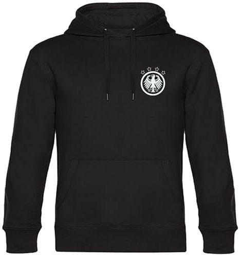 multifanshop Kapuzen Sweatshirt - Deutschland - Adler Retro - Druck weiß - Hoodie Größe L schwarz